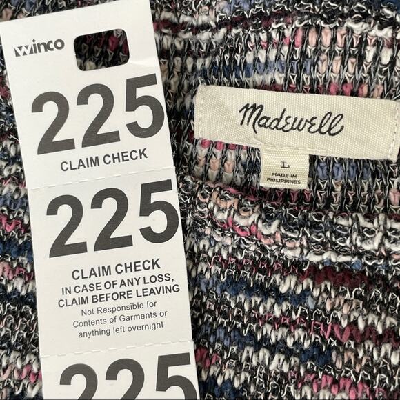 MADEWELL SpaceDyed Marled Sweater SZ L Gathered Shoulders Crewneck Pullover - Picture 7 of 8